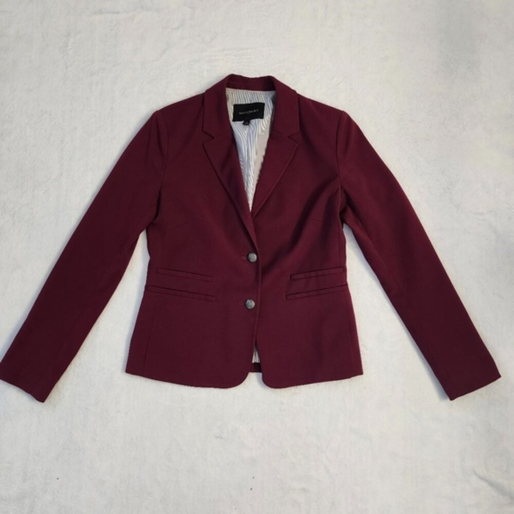 BANANA REPUBLIC Womens Burgundy 2 Button Blazer Suit Jacket Size 4 Office Career